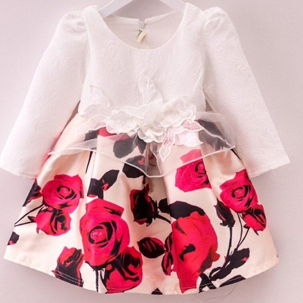 Curtsy&Bows Girl's White Bodice w/Box Pleat Pink Floral Bottom, Size 3T, NWT - Picture 2 of 6